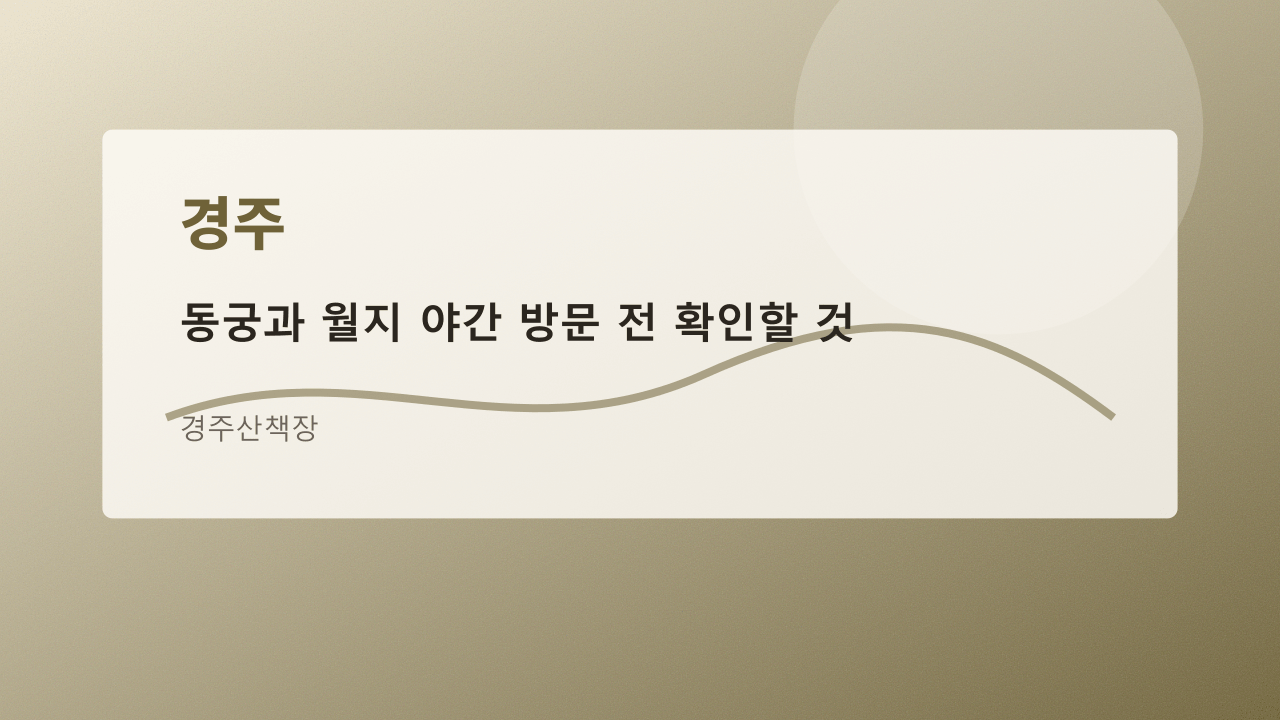 동궁과 월지 야간 방문 전 확인할 것